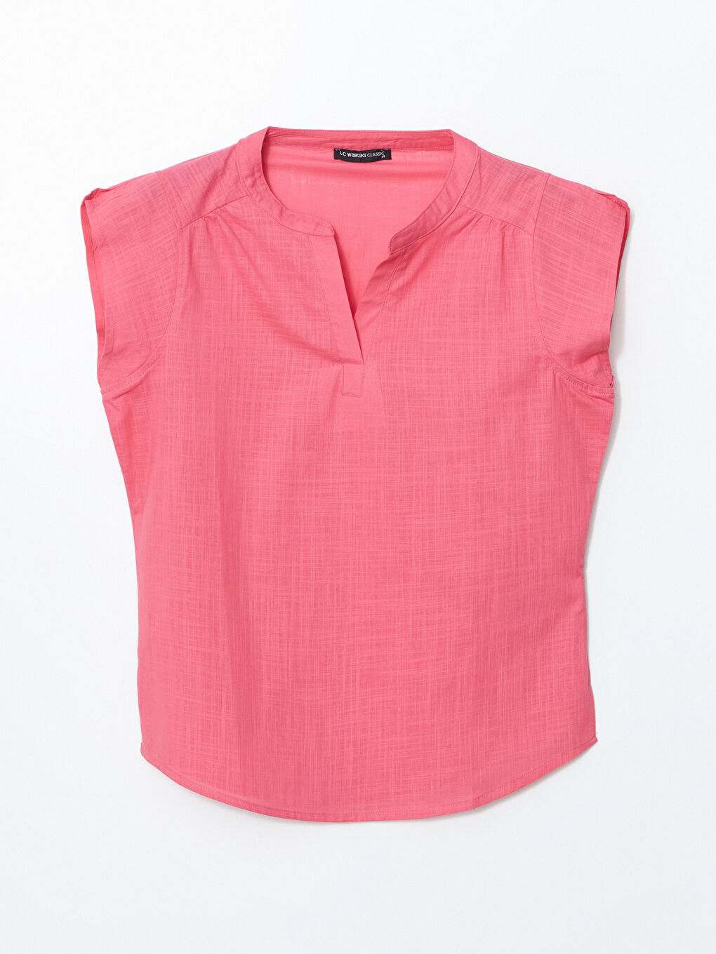 Notch Neck Poplin Women's Blouse -S5GU34Z8-GUD