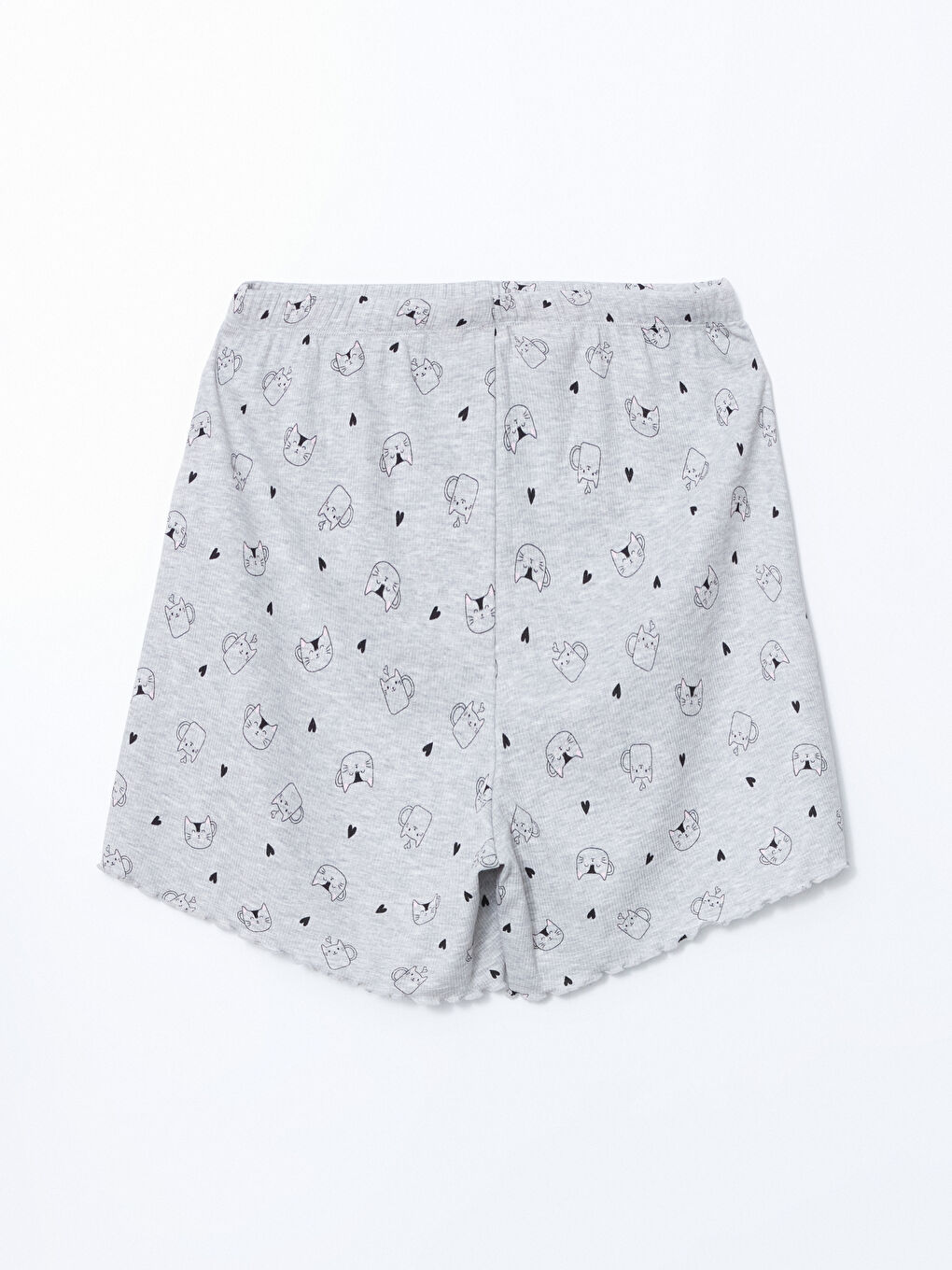 Siyah Beli Lastikli Desenli Kadın Şort Pijama Altı-1