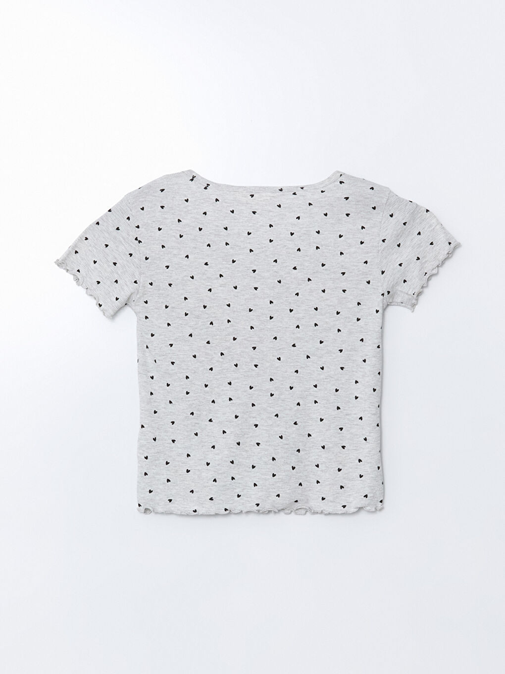 Siyah V Yaka Baskılı Kadın Pijama Üstü-1