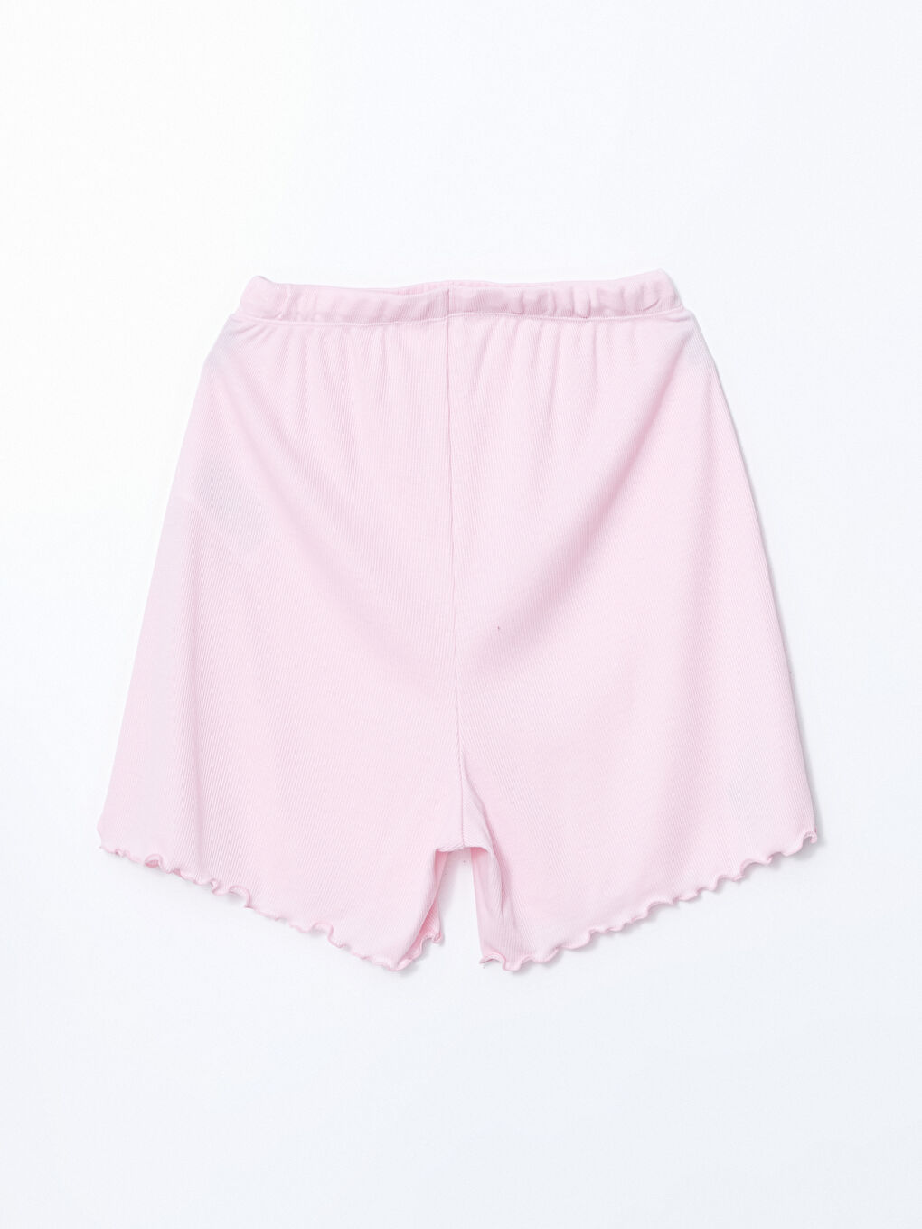 Pembe Beli Lastikli Kalp Nakışlı Kadın Şort Pijama Altı-1
