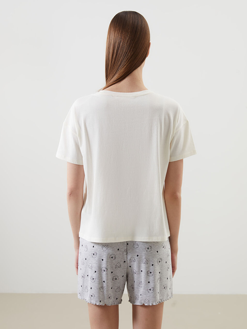 Crew Neck Printed Women's Shorts Pajamas Set -S5GU53Z8-998
