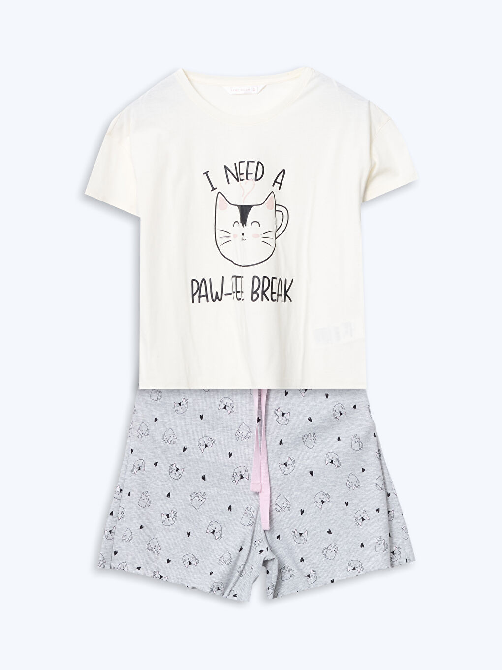 Crew Neck Printed Women's Shorts Pajamas Set -S5GU53Z8-998