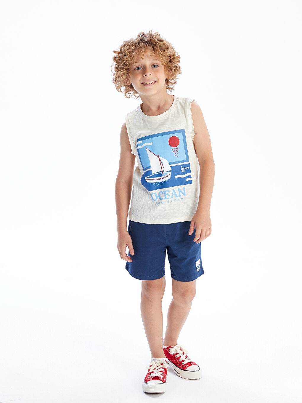 LCW Kids Bisiklet Yaka Baskılı Erkek Çocuk Atlet -S5GV06Z1-QVK