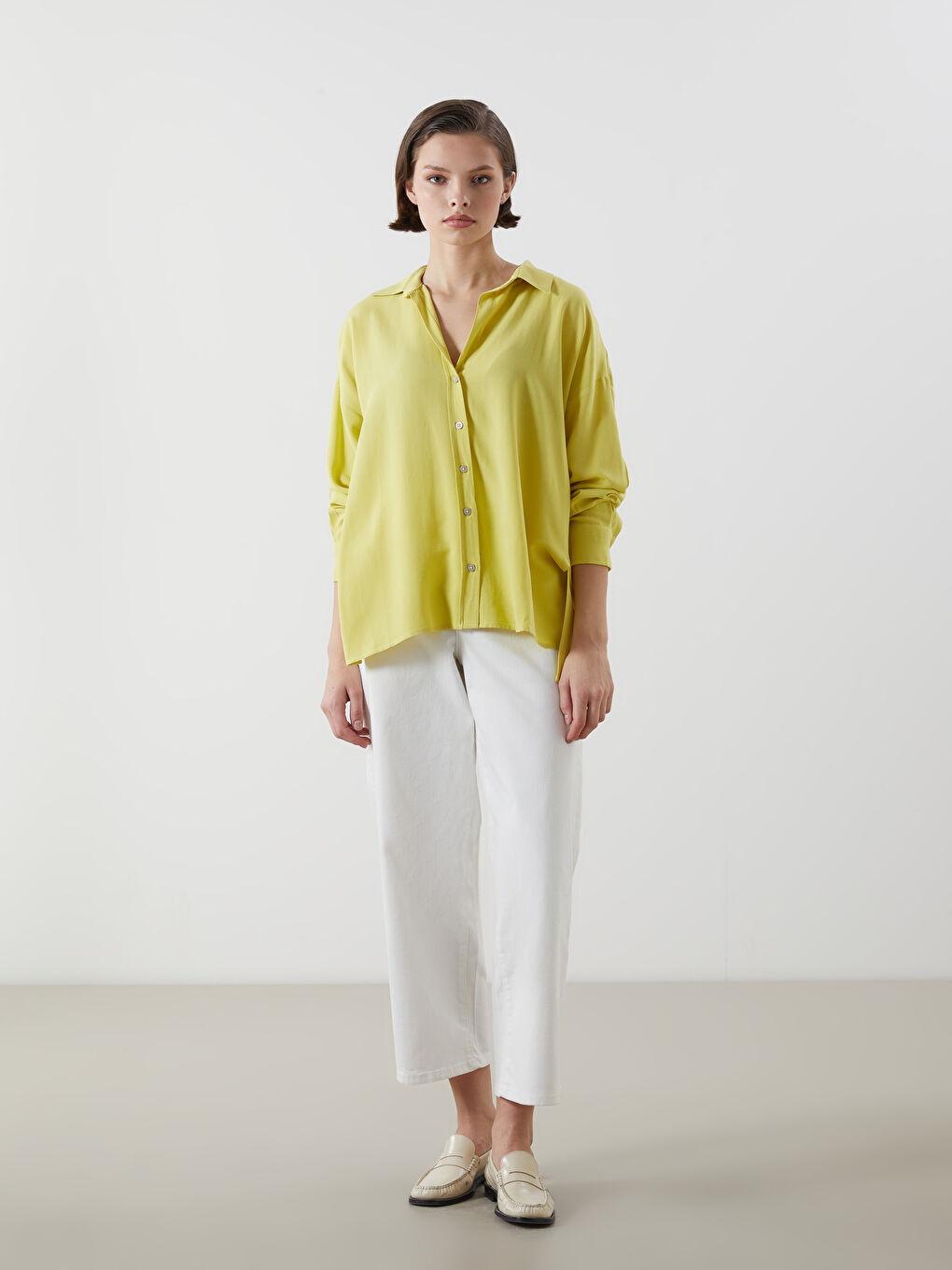 Oversize Linen Blend Women's Shirt -S5GV25Z8-EW3
