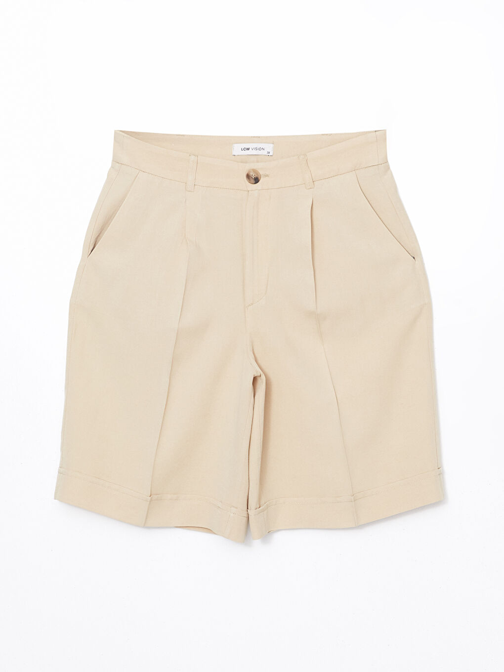 Plain Linen Blend Women's Shorts with Elastic Waist -S5GV28Z8-DFV