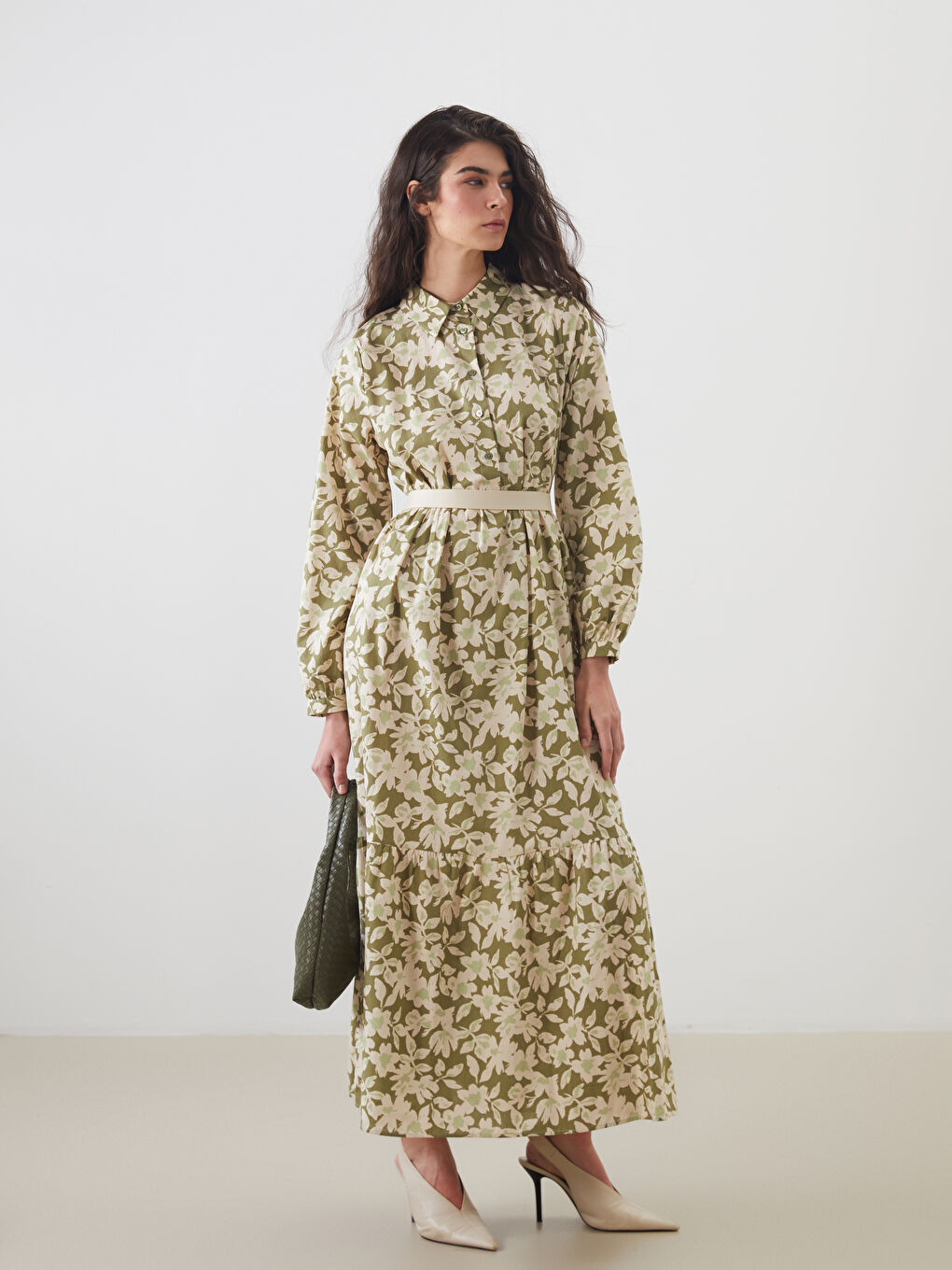 Collared Neck Floral Women's Dress -S5GV39Z8-LRR
