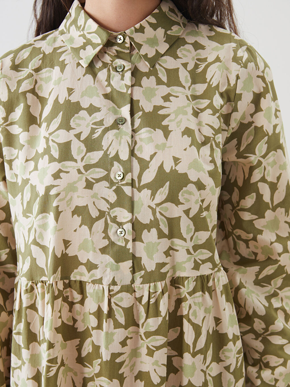 Collared Neck Floral Women's Dress -S5GV39Z8-LRR