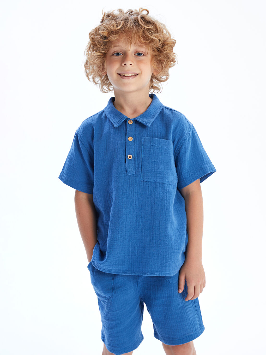 LCW Kids Short Sleeve Boys' Shirt with Pocket -S5GV50Z1-R2M
