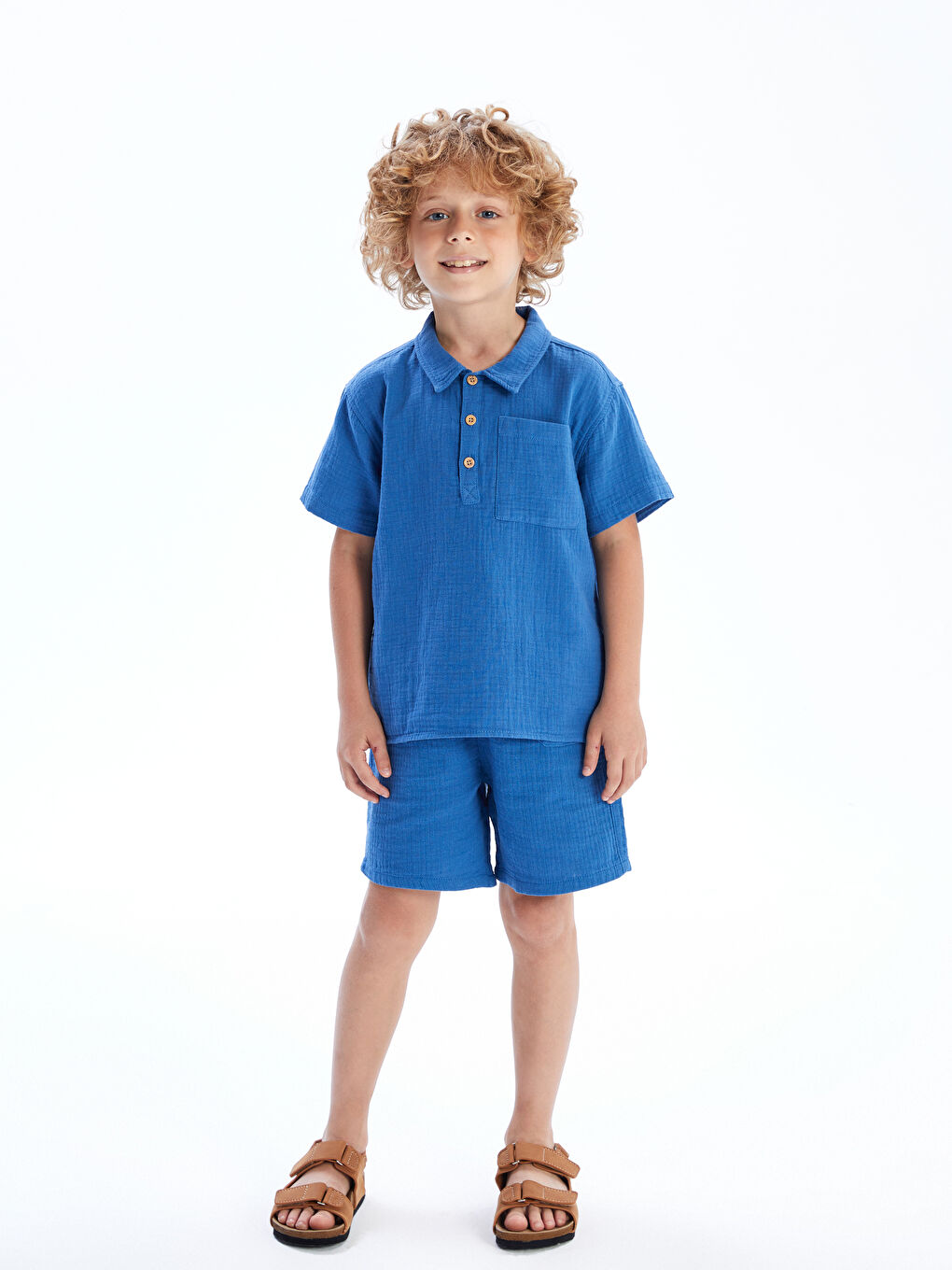 LCW Kids Short Sleeve Boys' Shirt with Pocket -S5GV50Z1-R2M