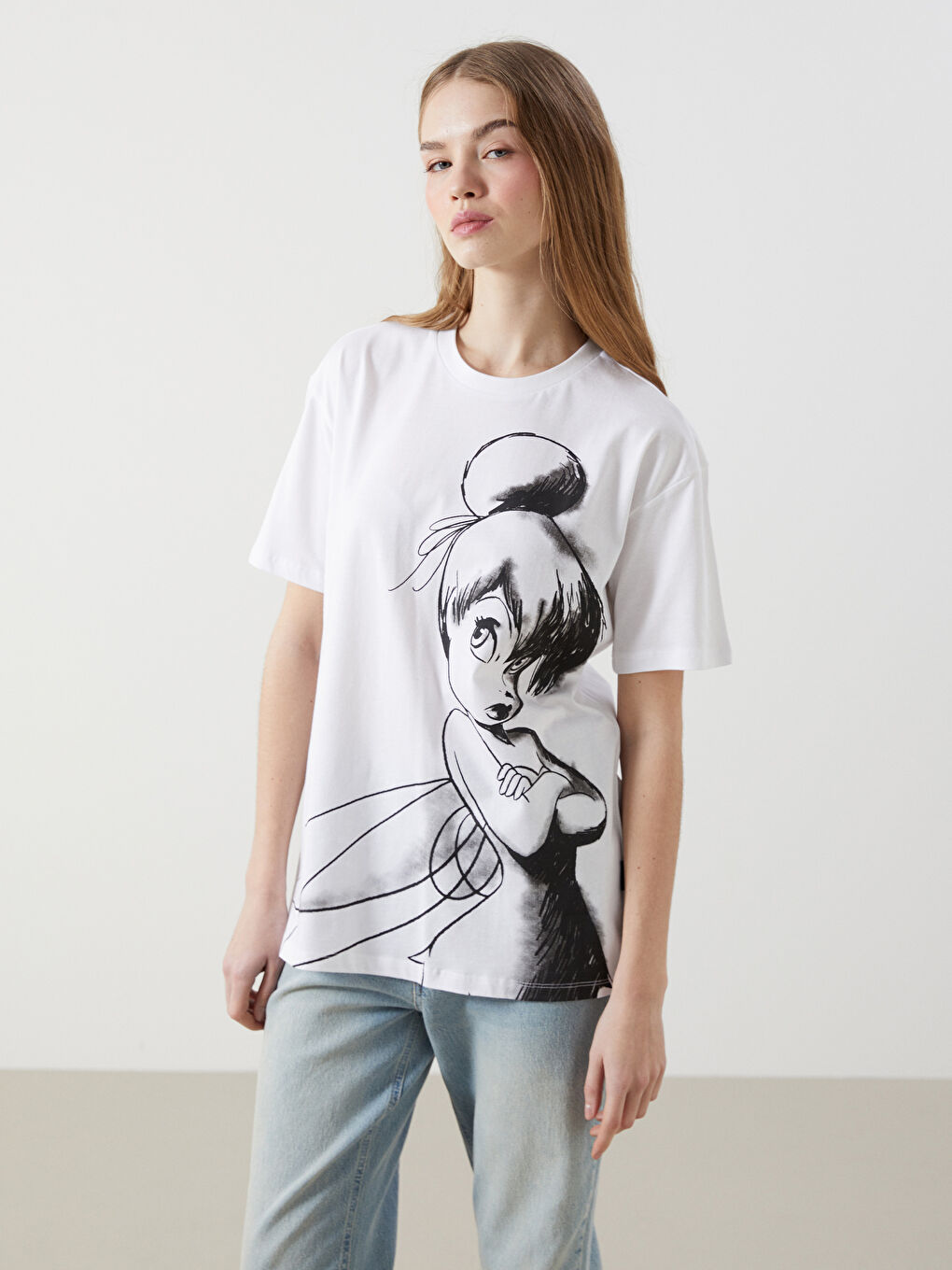 XSIDE Crew Neck Tinker Bell Printed Women's T-Shirt -S5GV56Z8-Q6K