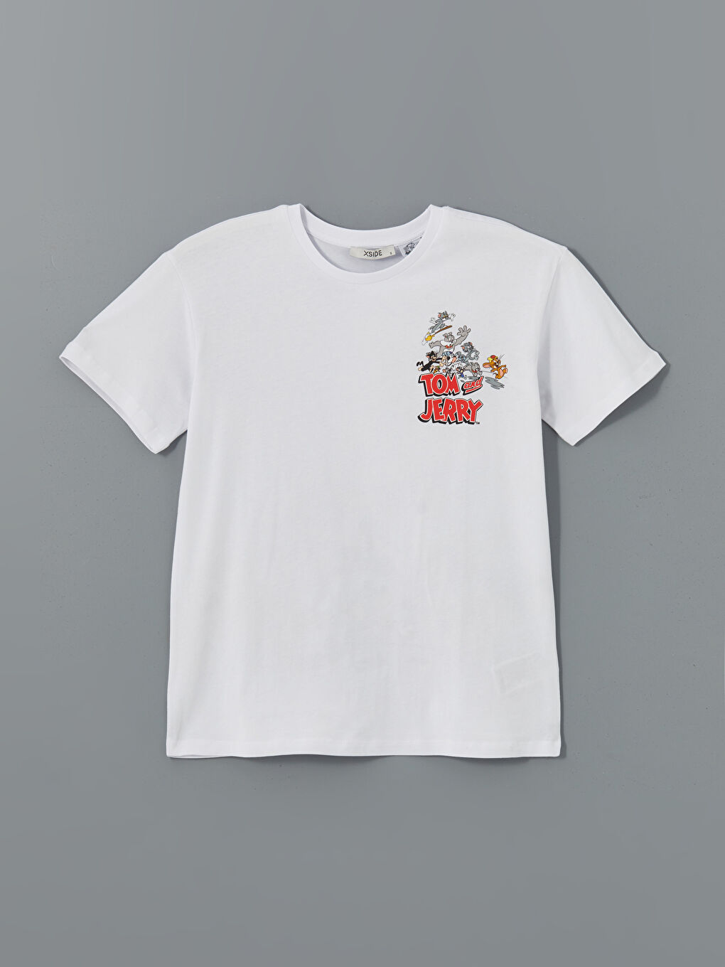 XSIDE Beyaz Bisiklet Yaka Tom & Jerry Baskılı Kadın Tişört - 4