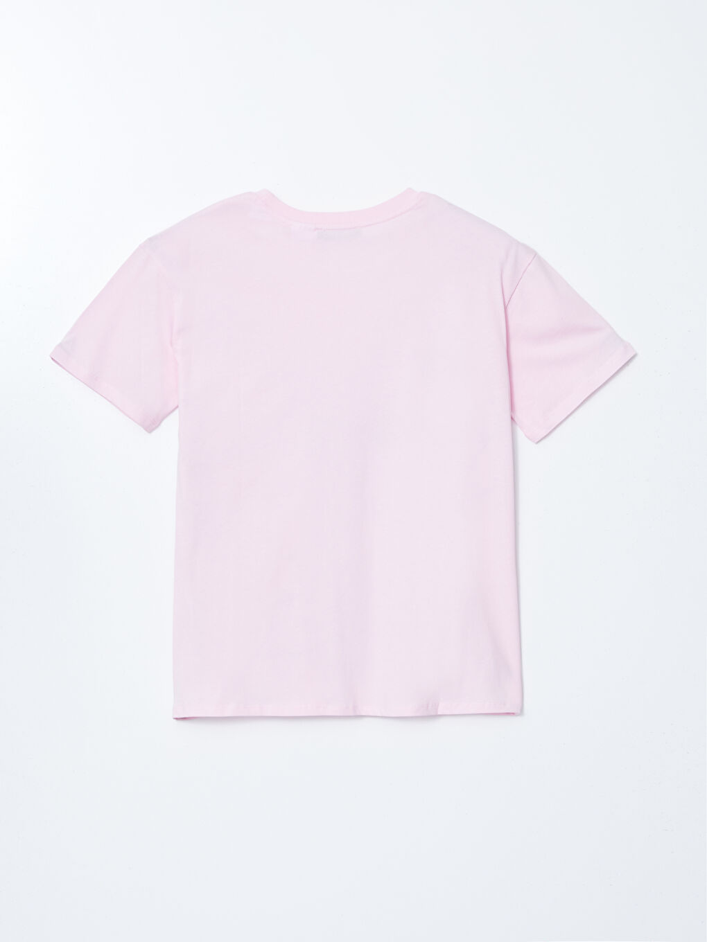 Pembe Bisiklet Yaka Lilo & Stitch Baskılı Kadın Tişört-5