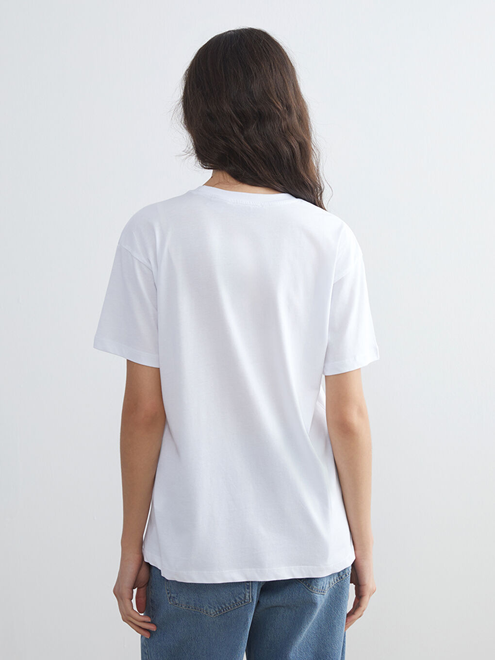 Beyaz Bisiklet Yaka Tom & Jerry Baskılı Kadın Tişört-3