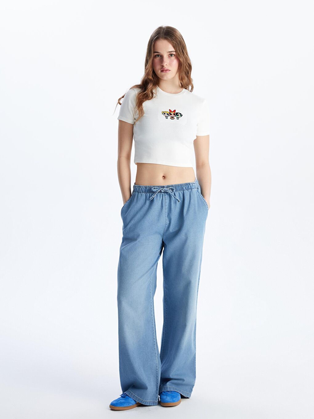 Wideleg Women's Jeans With Elastic Waist -S5GV83Z8-J0G