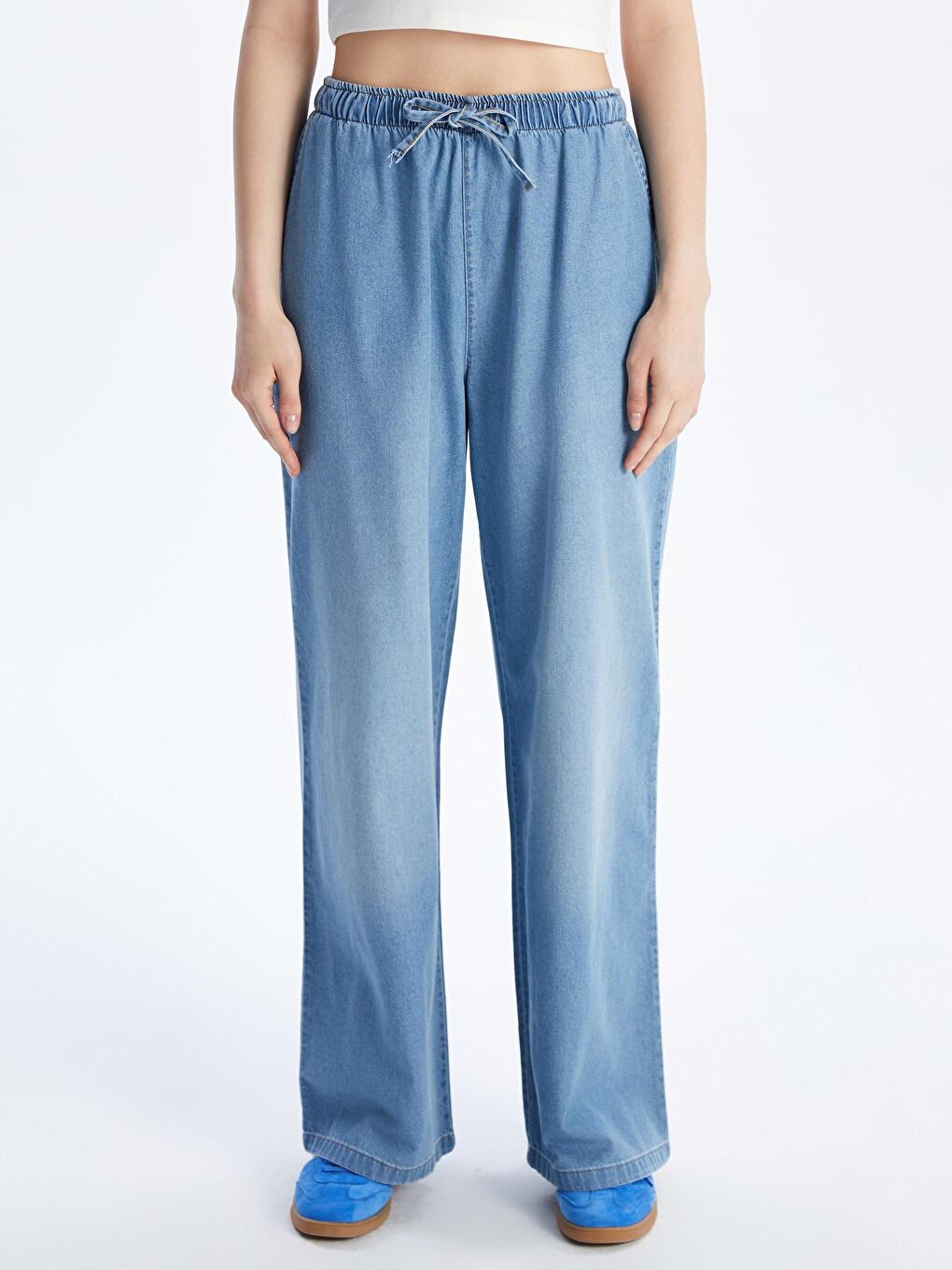 Wideleg Women's Jeans With Elastic Waist -S5GV83Z8-J0G