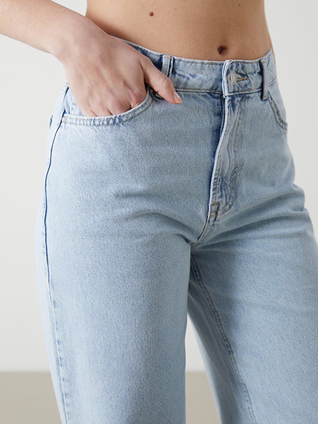 Mavi Yüksek Bel Straight Fit Kadın Jean Pantolon-2