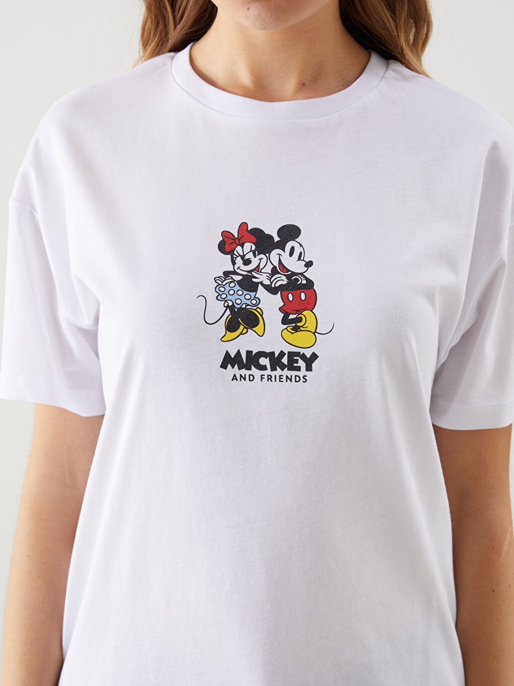 XSIDE Beyaz Mickey ve Arkadaşları Baskılı Kadın Tişört - 2