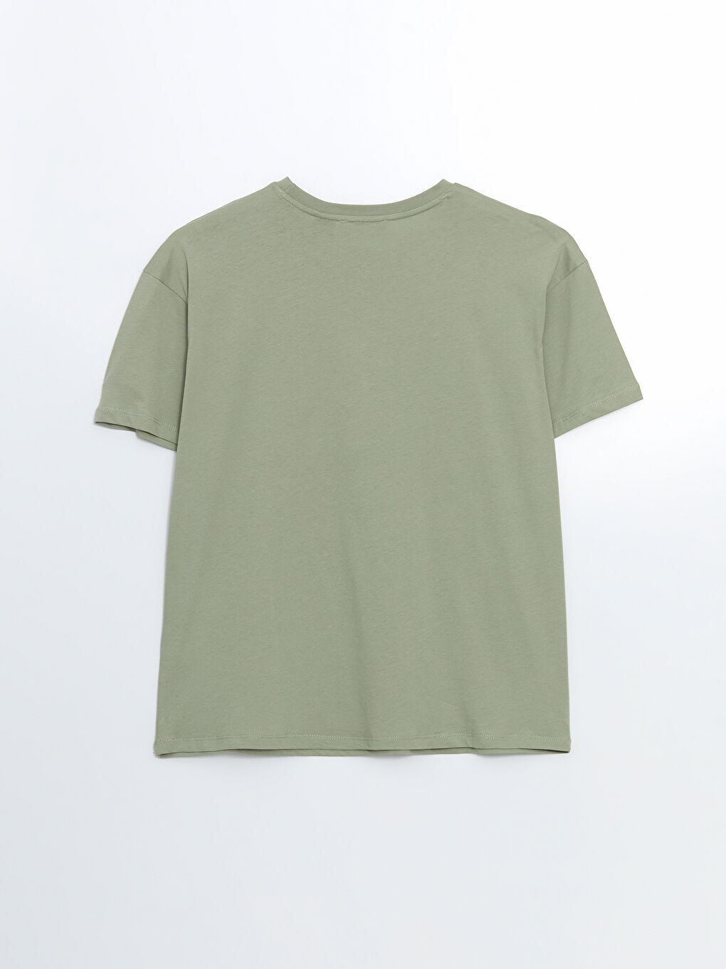 Yeşil Bisiklet Yaka Mickey Mouse Baskılı Kadın Tişört-5