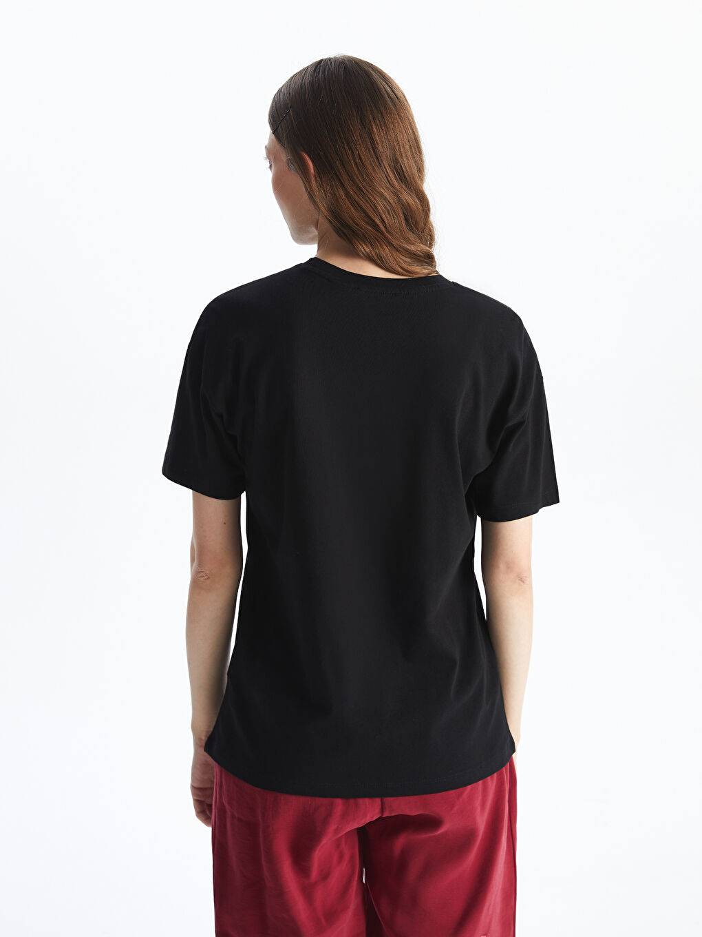 Siyah Mickey ve Arkadaşları Nakışlı Kadın Tişört-3