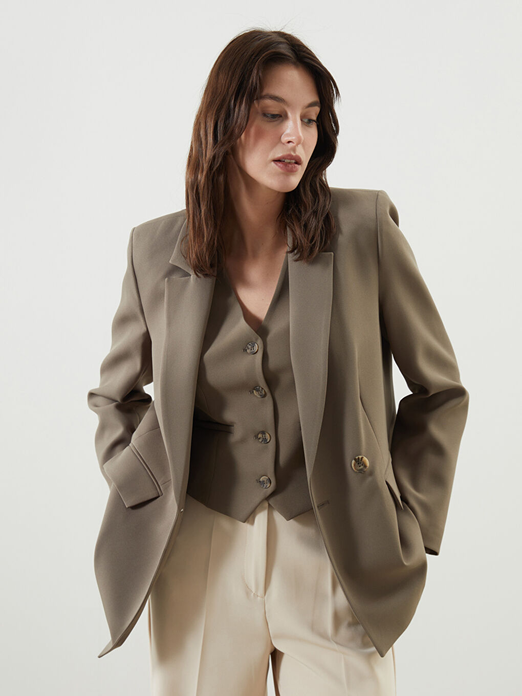 LCW Vision Haki Kadın Blazer Ceket