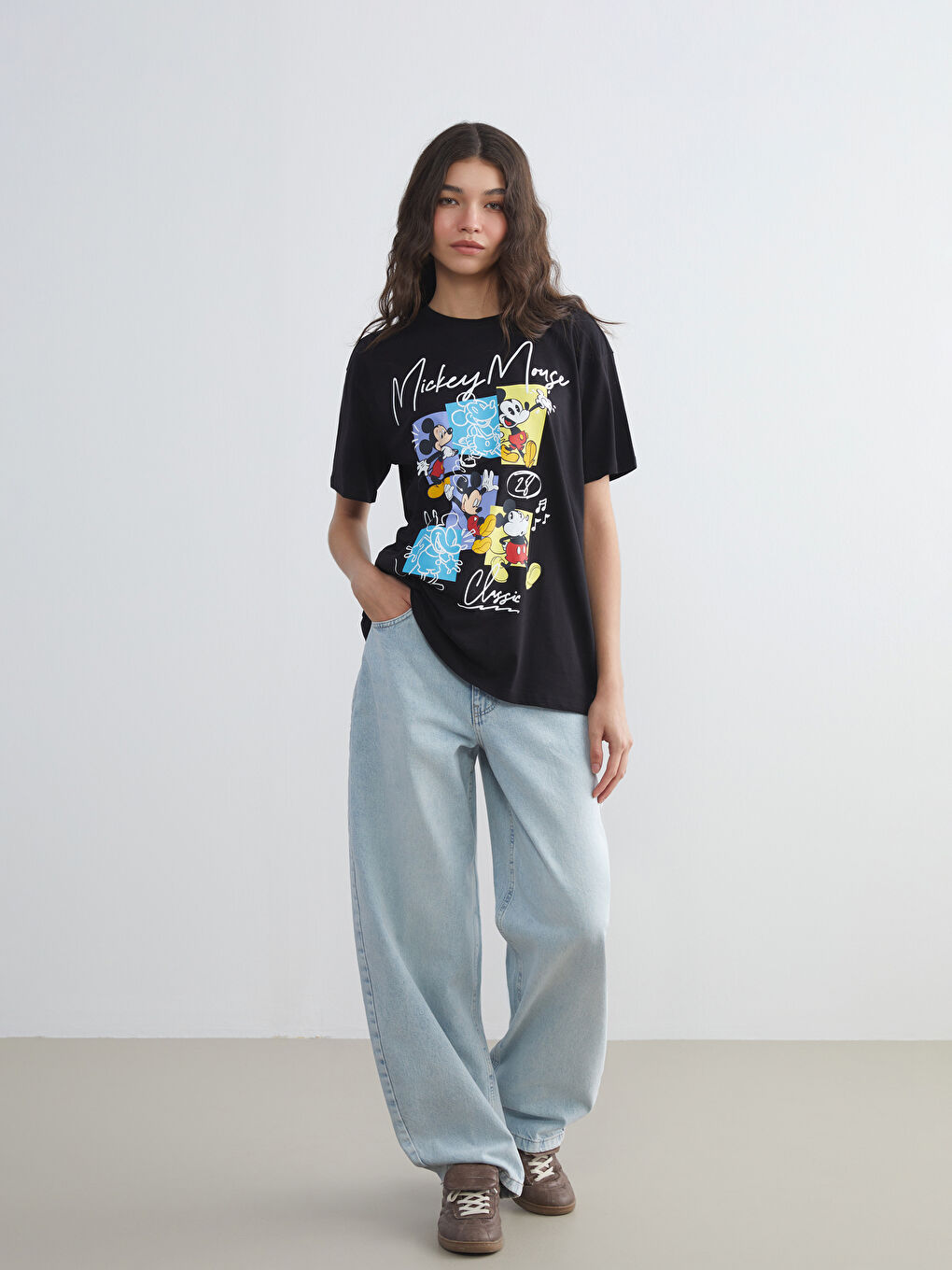 XSIDE Rundhalsausschnitt Mickey Mouse Bedrucktes T-Shirt für Damen -S5GY10Z8-CVL