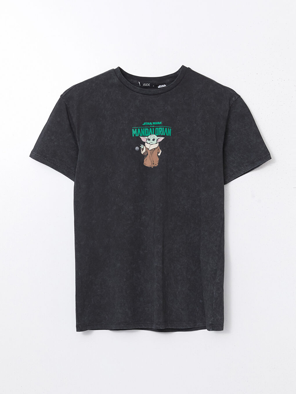 Antrasit Bisiklet Yaka The Mandalorian Baskılı Kadın Tişört-5