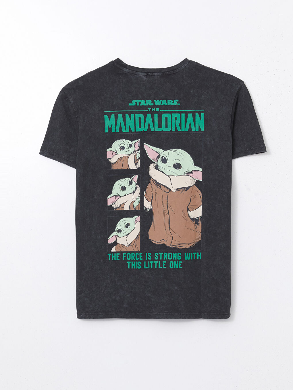 Antrasit Bisiklet Yaka The Mandalorian Baskılı Kadın Tişört-6