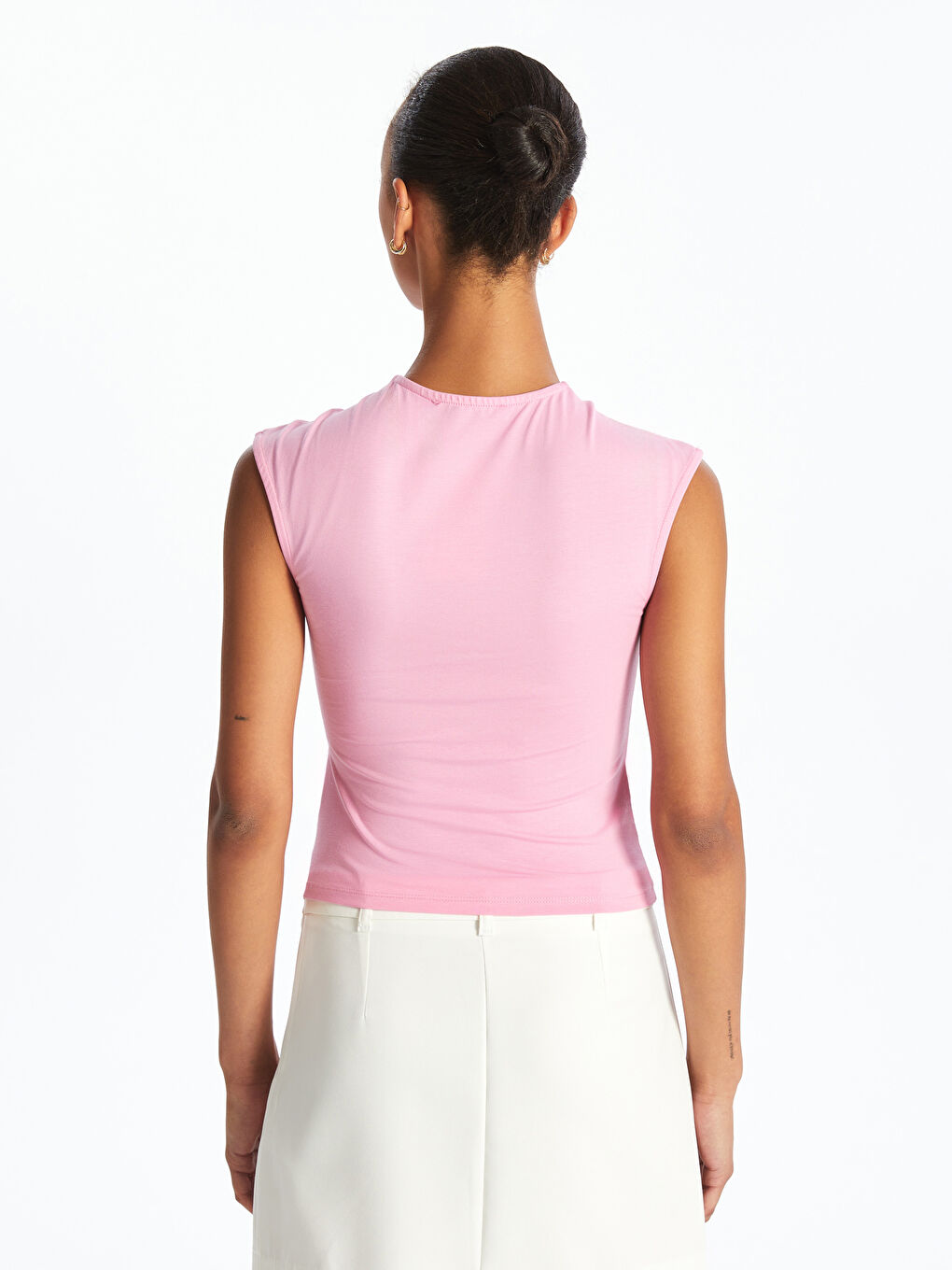 LCW Vision Crew Neck Gathered Blouse -S5GY26Z8-FLY