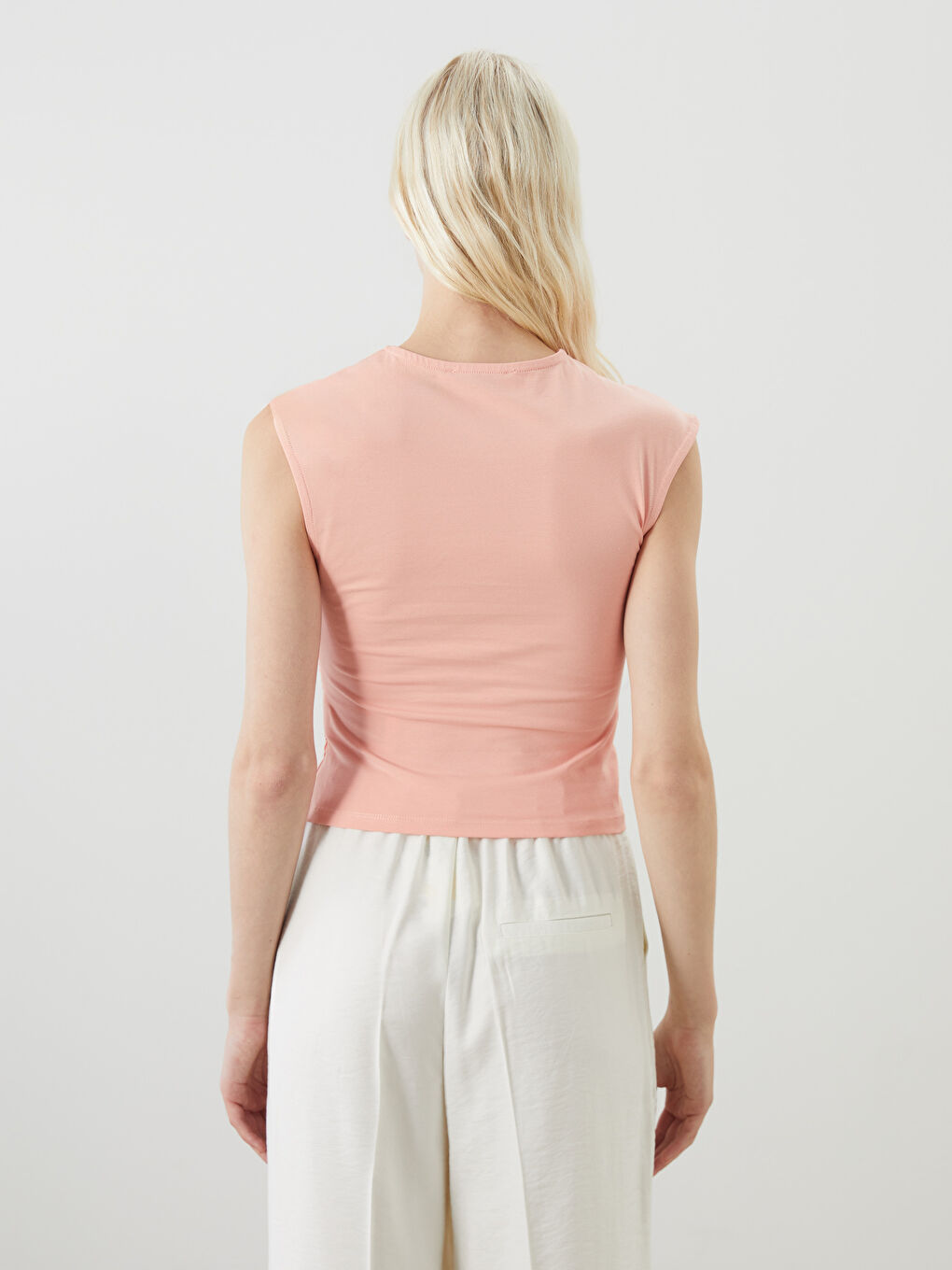 Crew Neck Gathered Blouse -S5GY26Z8-G6K