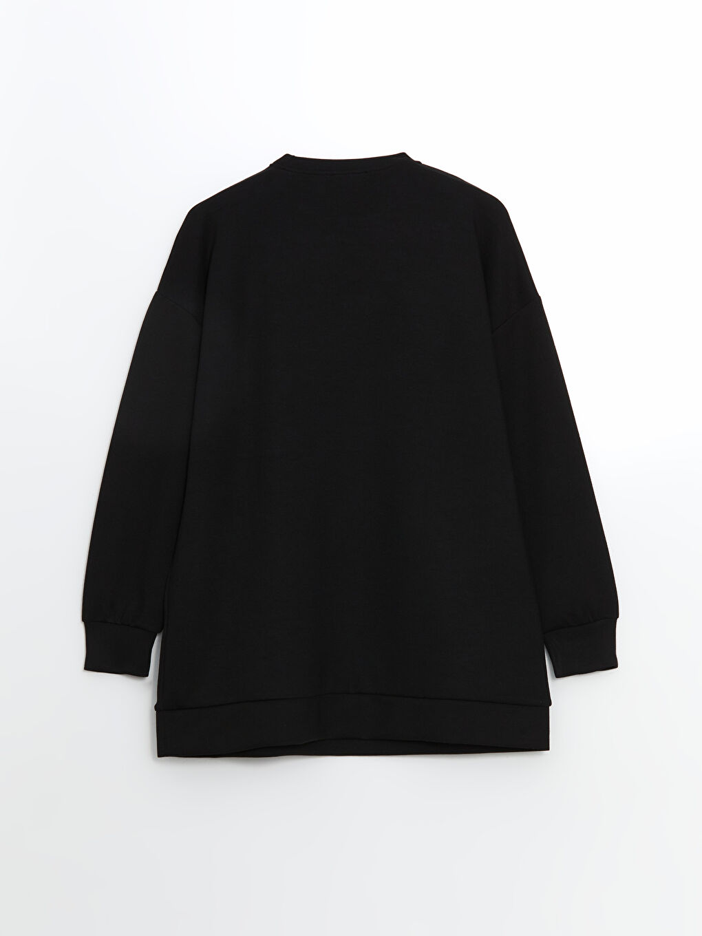 Siyah Bisiklet Yaka Oversize Kadın Sweatshirt Tunik-5