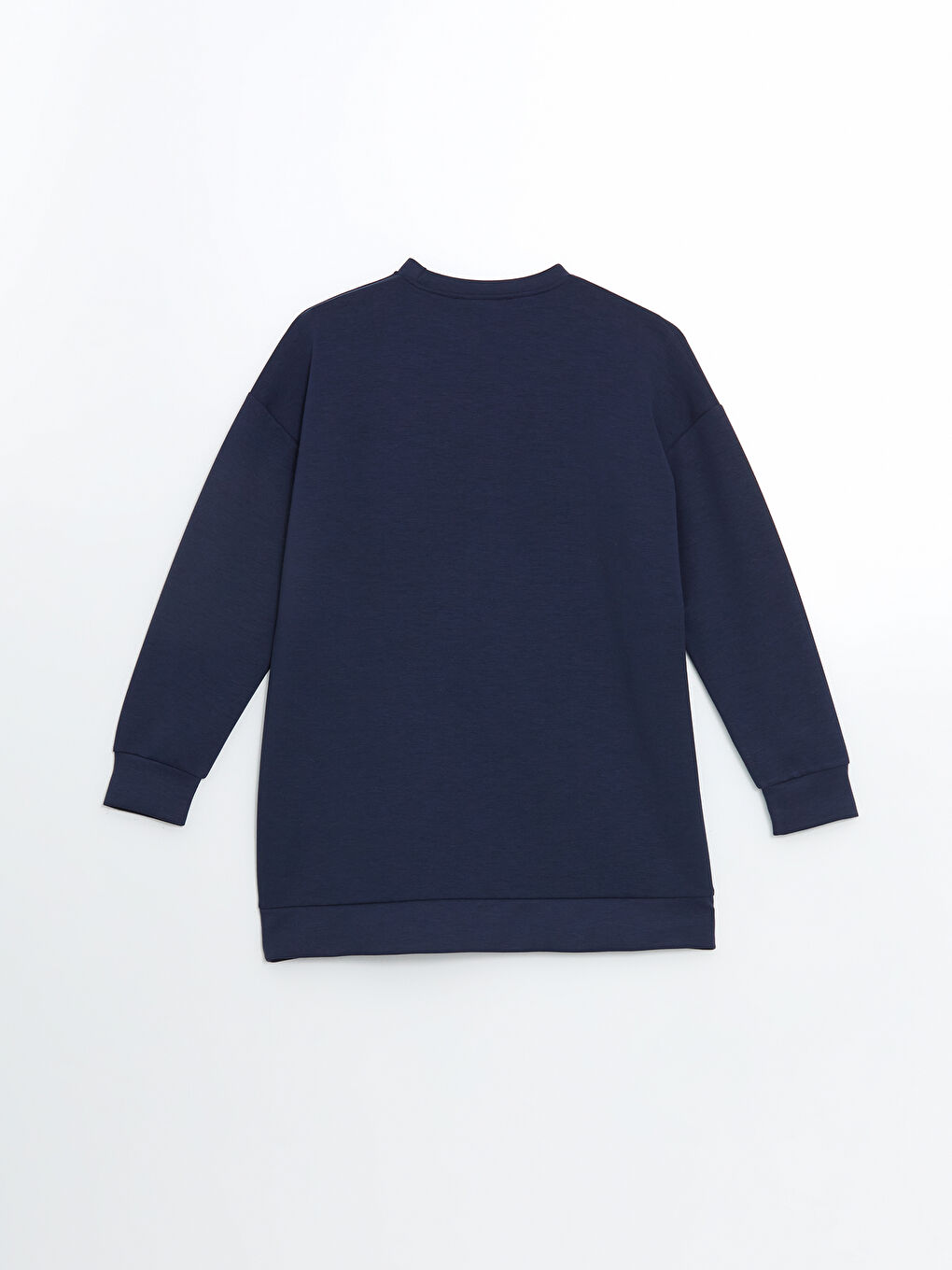 Lacivert Bisiklet Yaka Oversize Kadın Sweatshirt Tunik-5