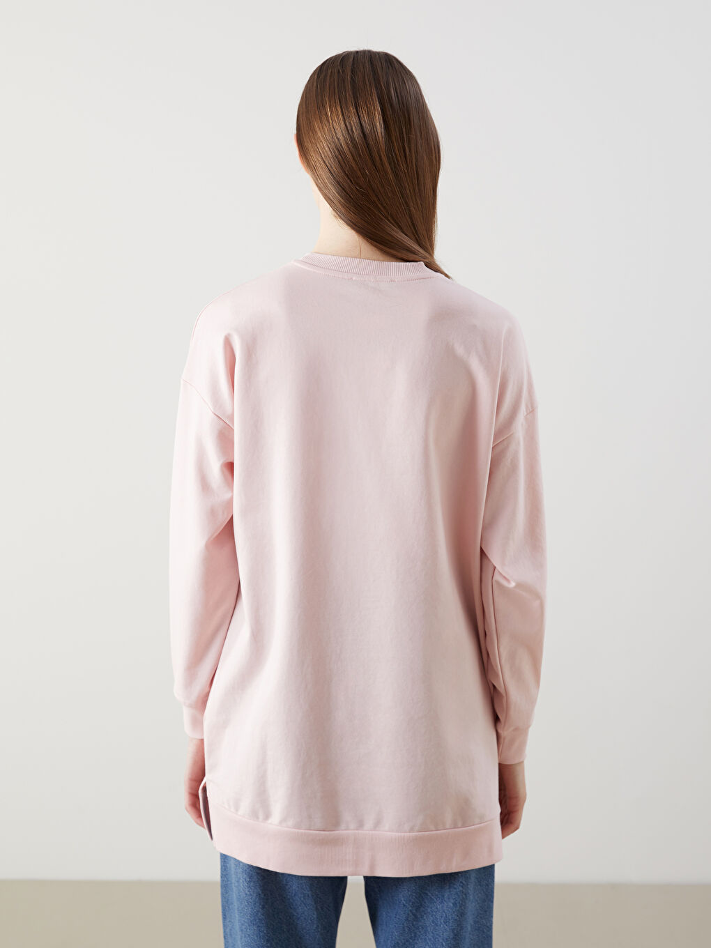 LCW Modest Pembe Nakışlı Oversize Kadın Sweatshirt Tunik - 3