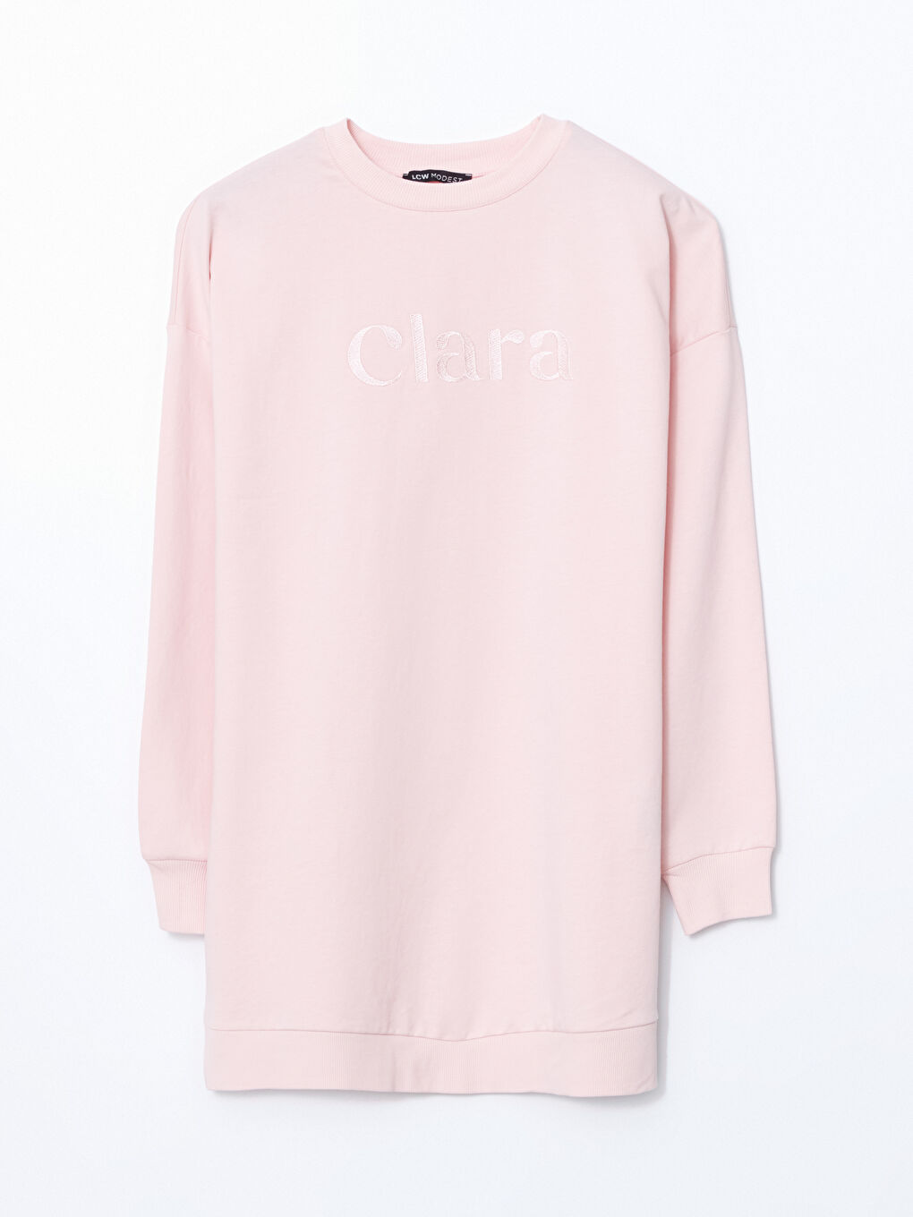 LCW Modest Pembe Nakışlı Oversize Kadın Sweatshirt Tunik - 4