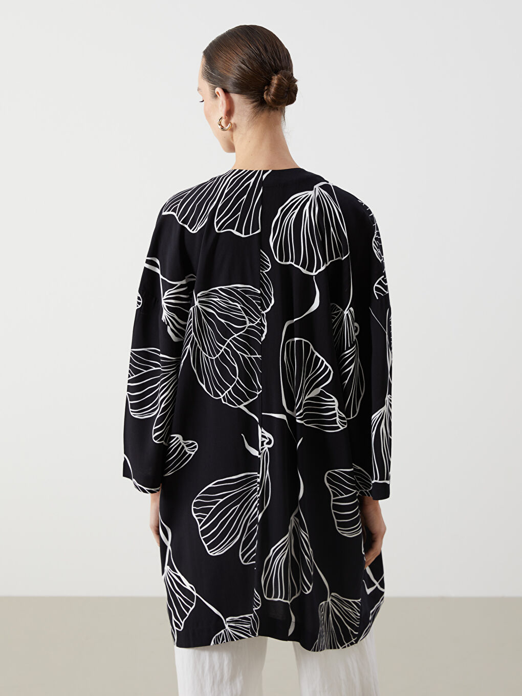 Kimono Oversize à Motifs pour Femmes avec Col Châle-3