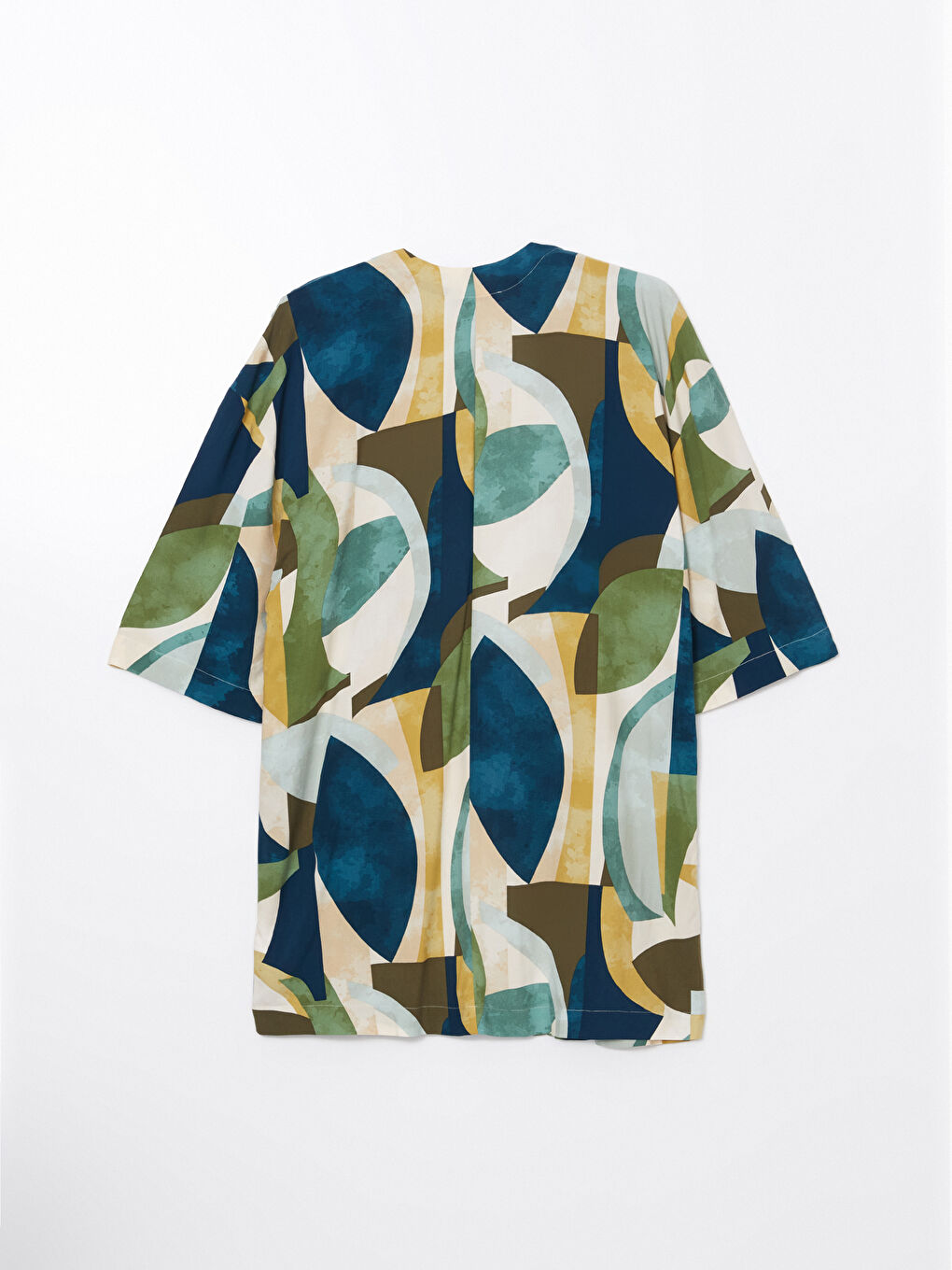 Shawl Collar Patterned Oversize Women's Kimono-5