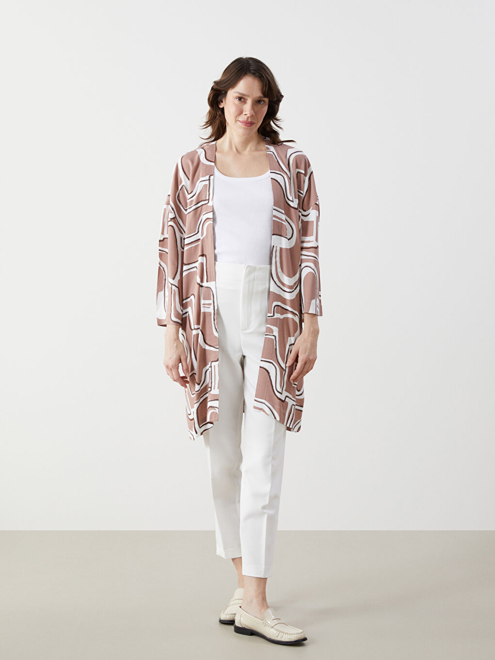 Shawl Collar Patterned Oversize Women's Kimono-1