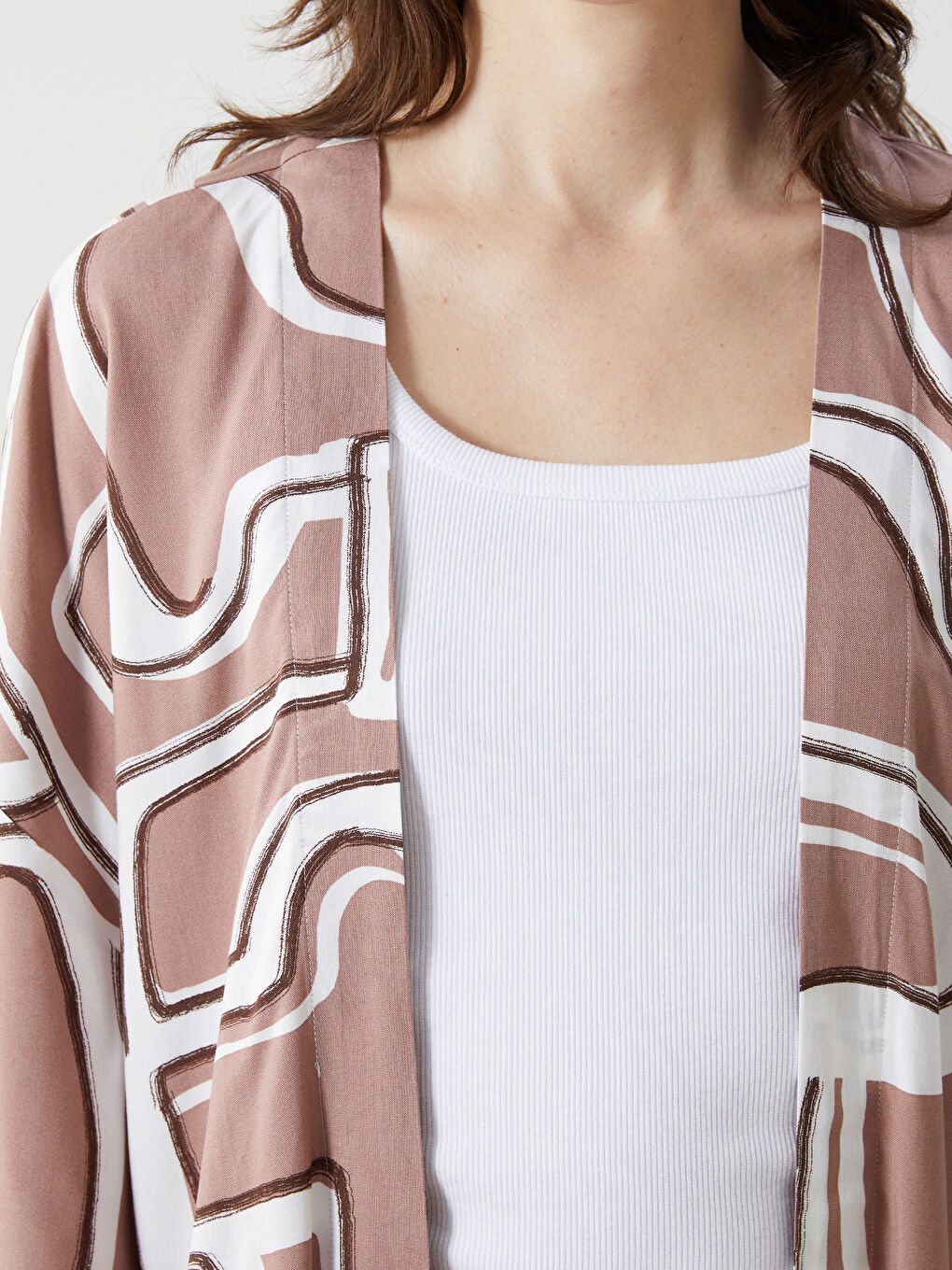 Shawl Collar Patterned Oversize Women's Kimono-2