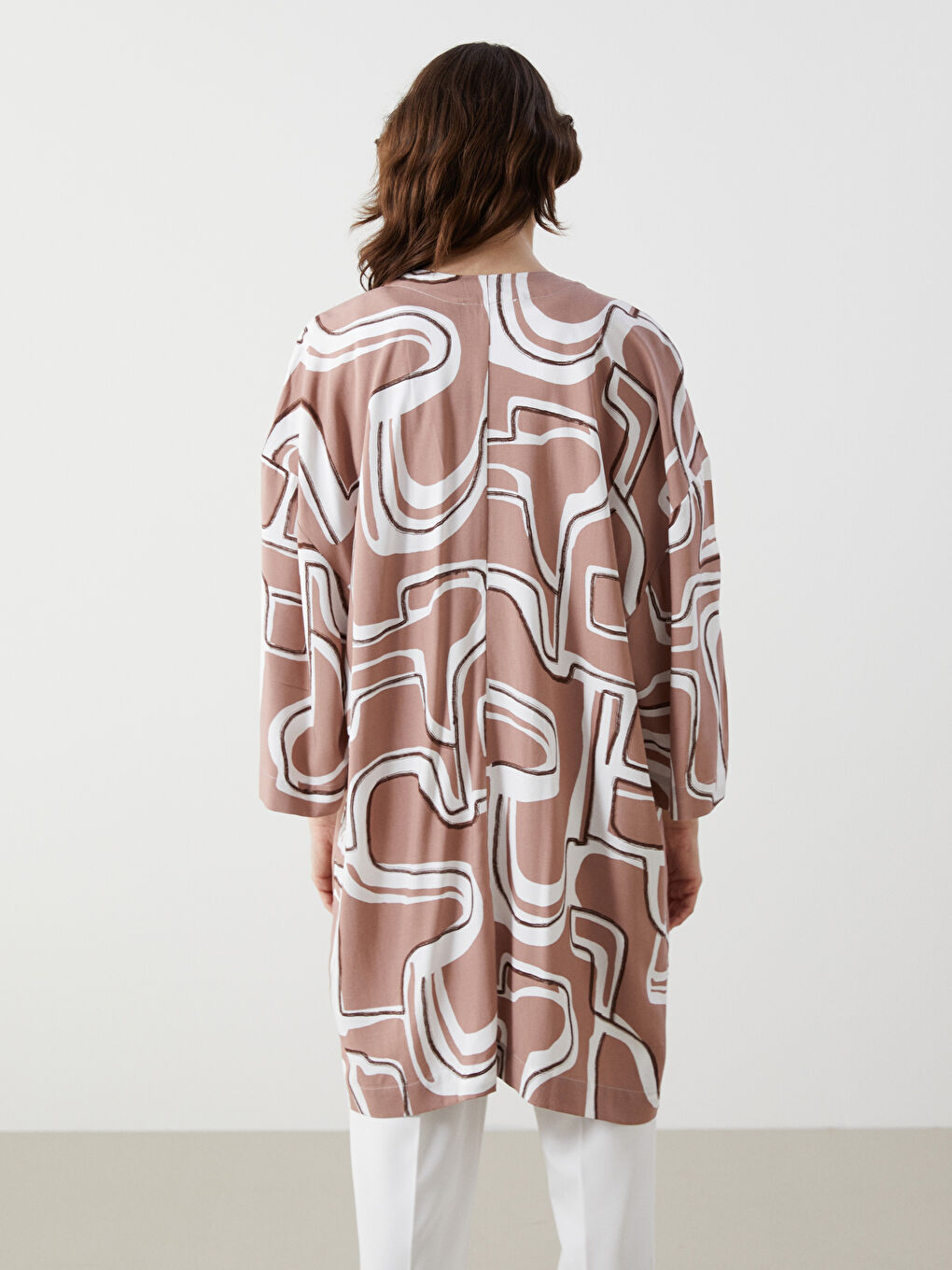 Shawl Collar Patterned Oversize Women's Kimono-3