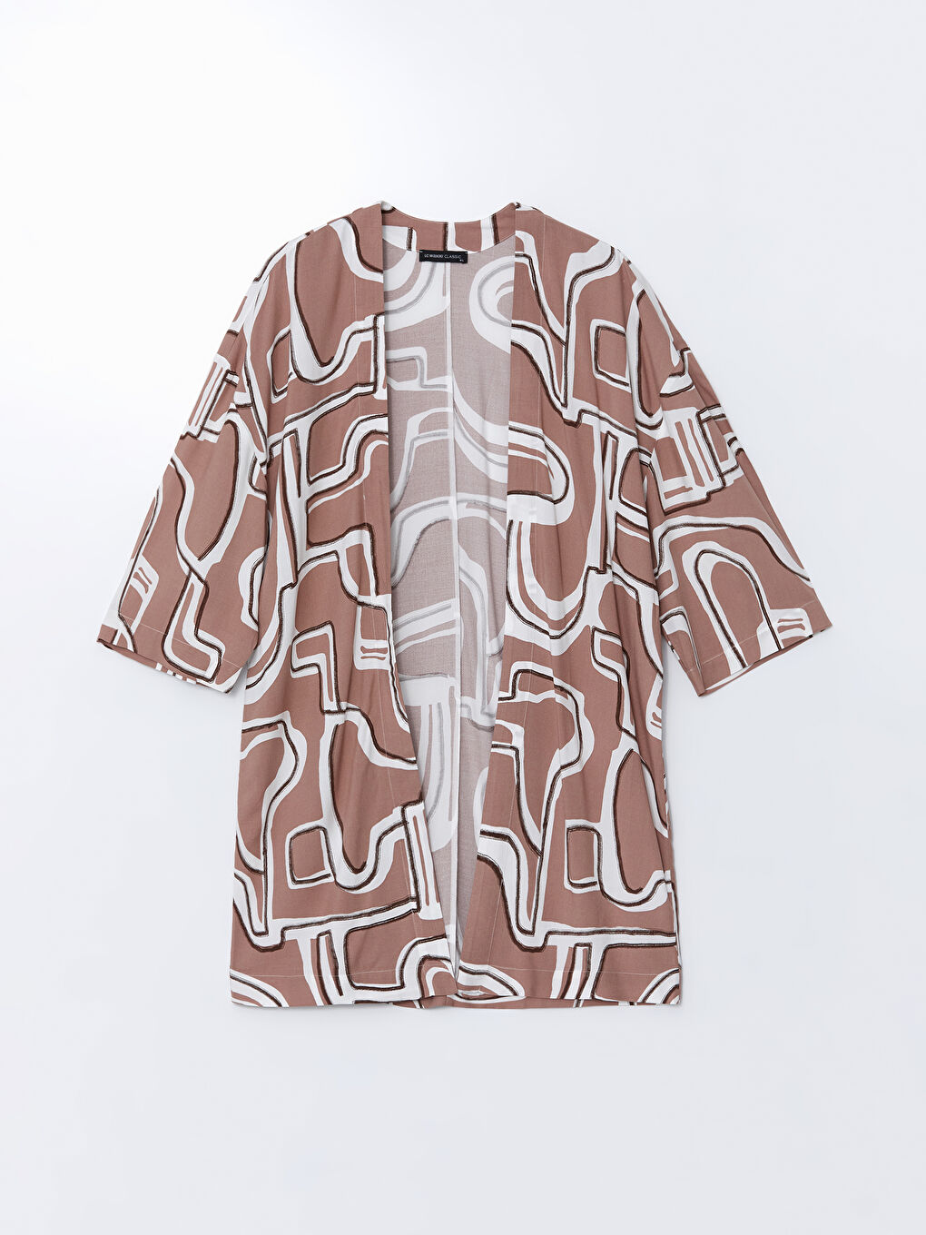 Shawl Collar Patterned Oversize Women's Kimono-4