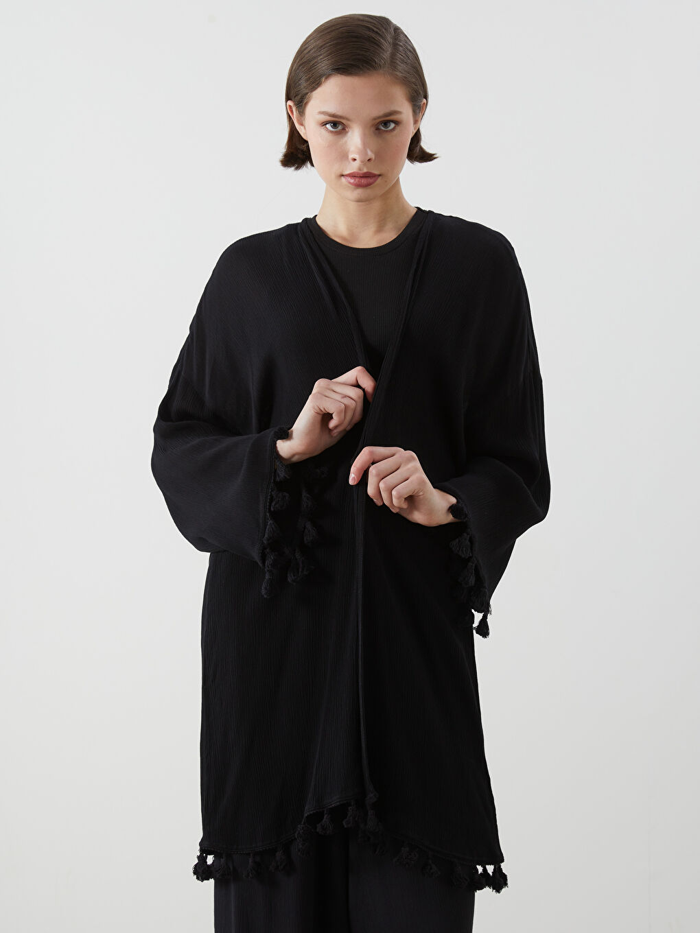 LCWAIKIKI Classic Kimono für Damen mit Schalkragen und Struktur in Oversize-Passform -S5GY62Z8-CVL