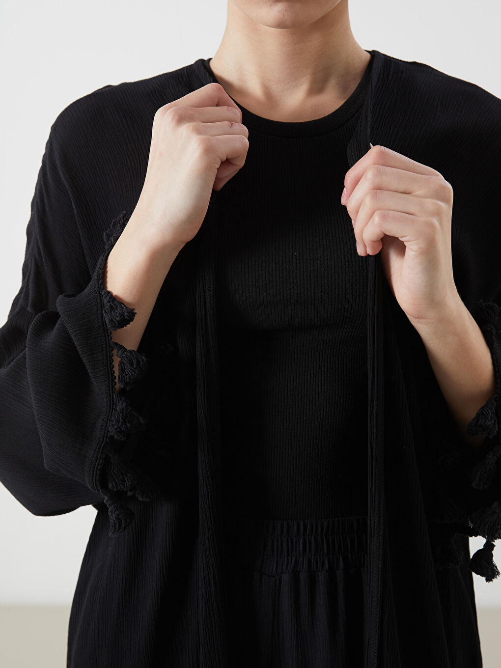 LCWAIKIKI Classic Kimono für Damen mit Schalkragen und Struktur in Oversize-Passform -S5GY62Z8-CVL