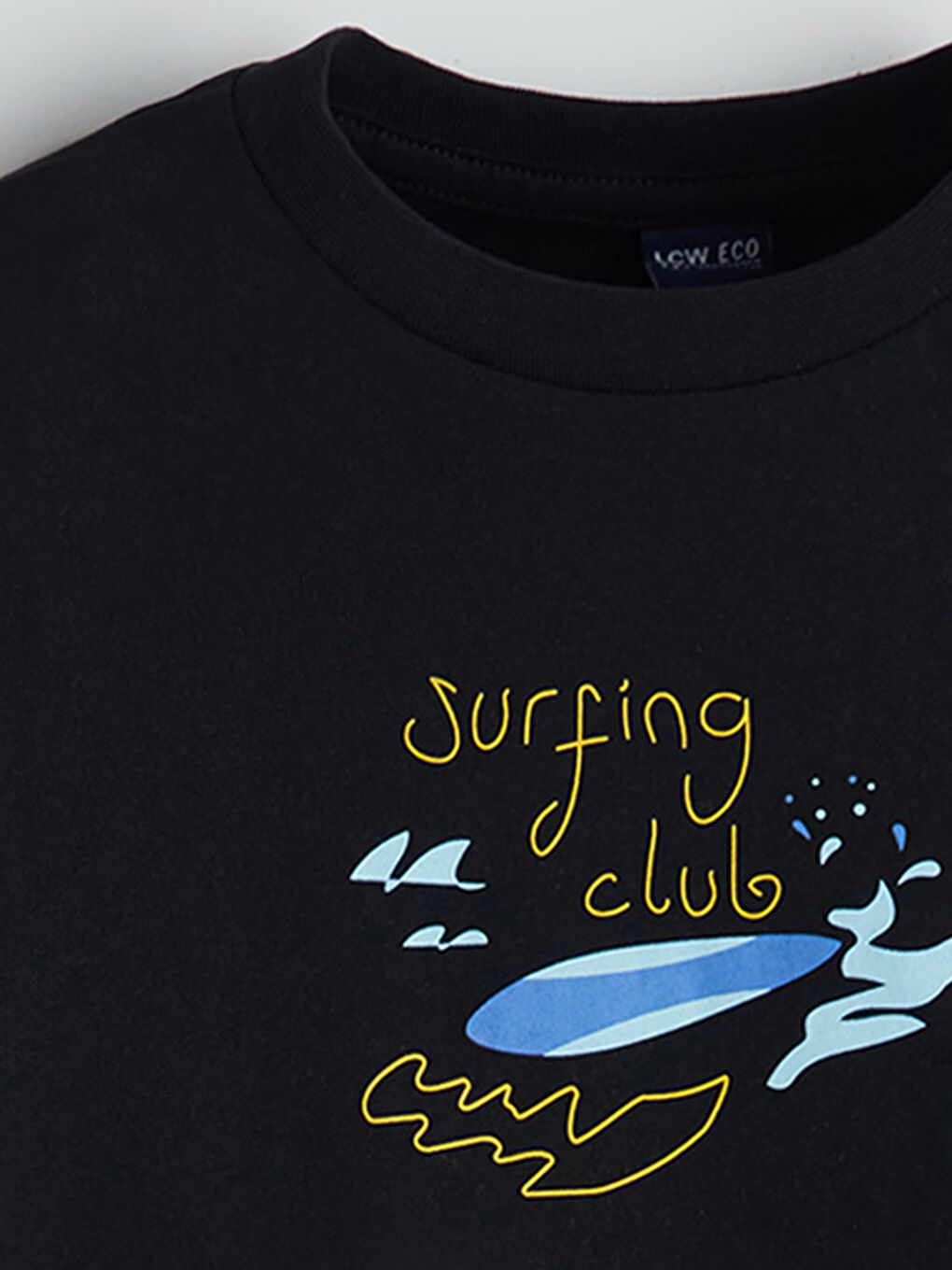 Siyah Bisiklet Yaka Erkek Çocuk Tişört-2