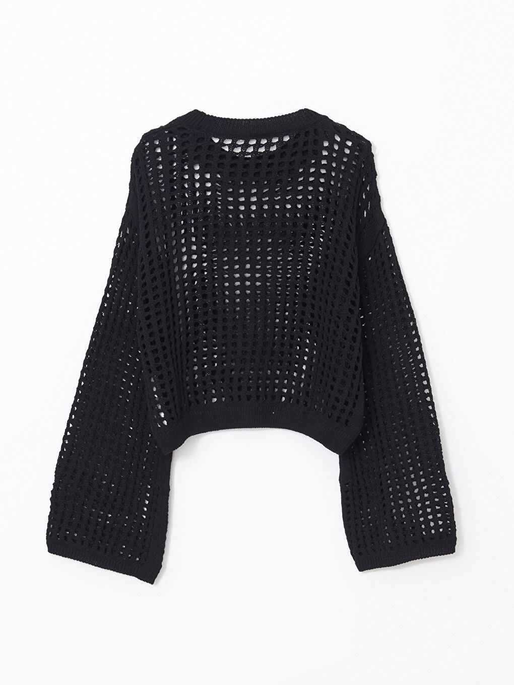 Siyah Bisiklet Yaka Ajurlu Kadın Triko Kazak-5