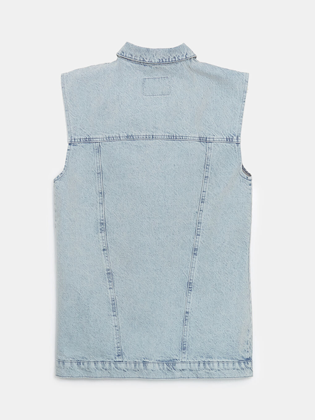 Collared Neck Women's Denim Waistcoat -S5H005Z8-311