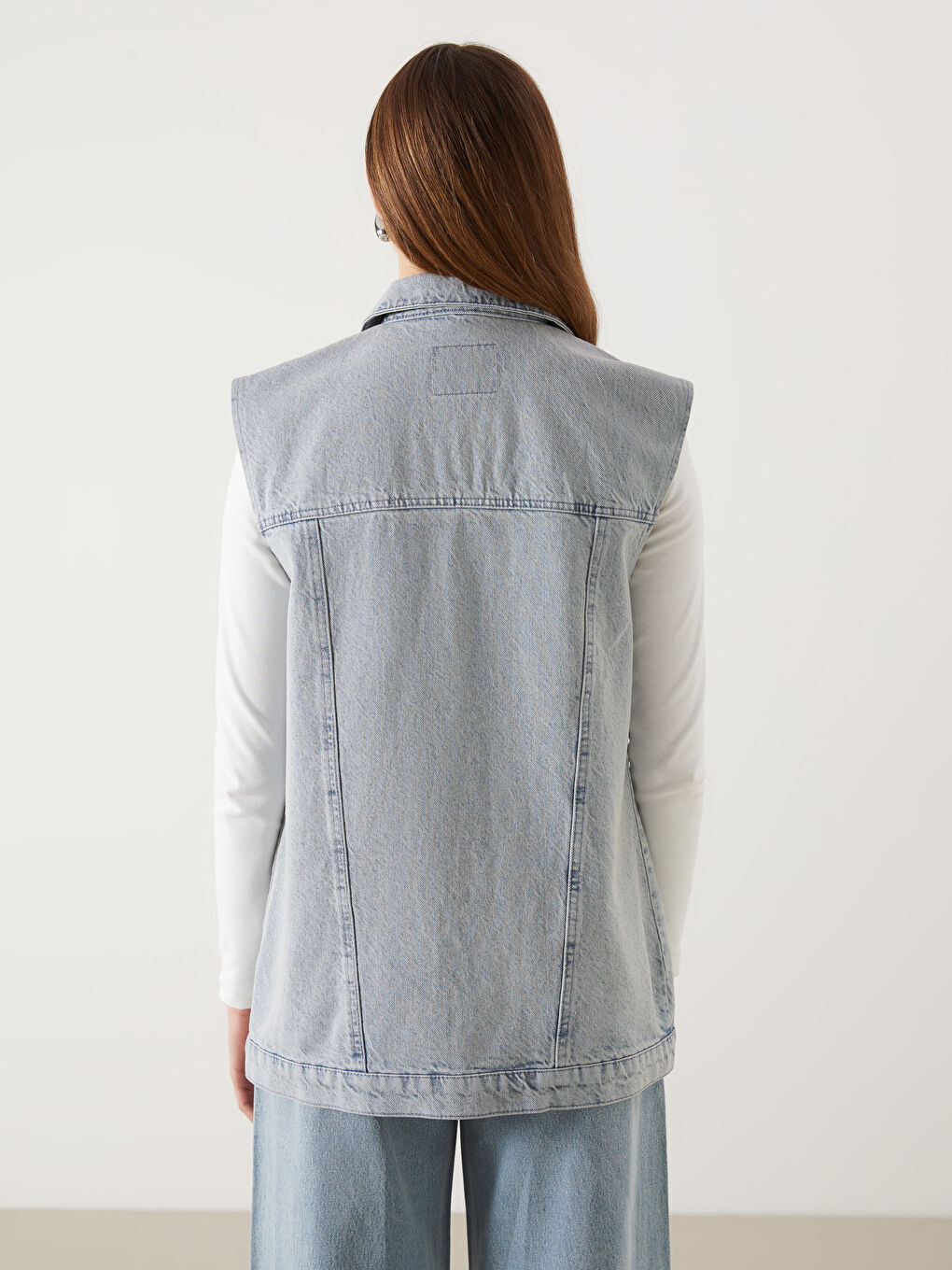 Collared Neck Women's Denim Waistcoat -S5H005Z8-311