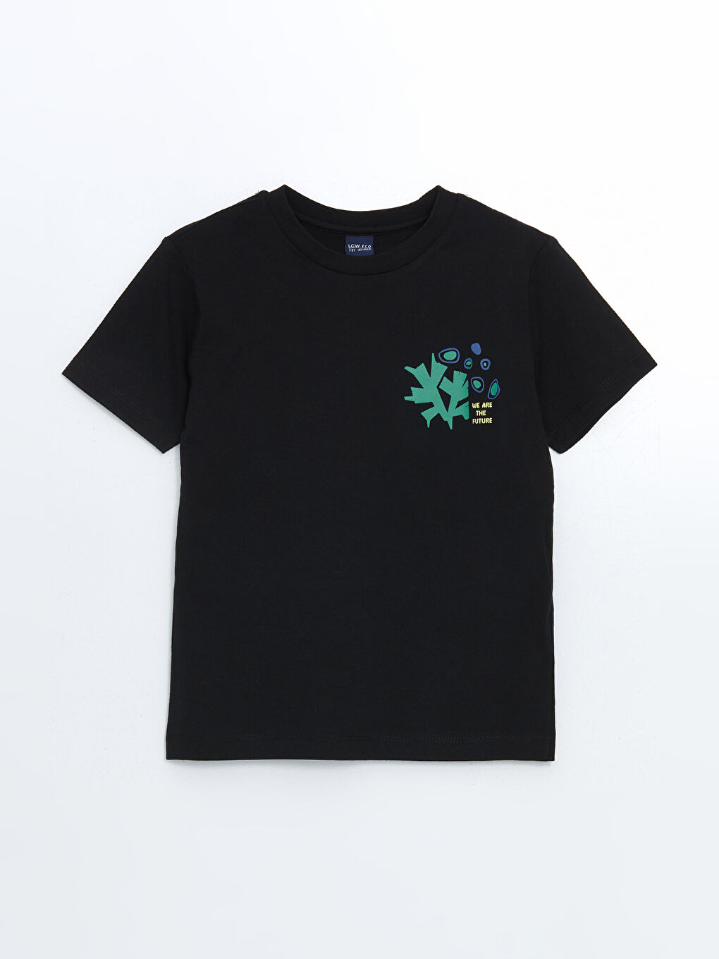 Siyah Bisiklet Yaka Erkek Çocuk Tişört