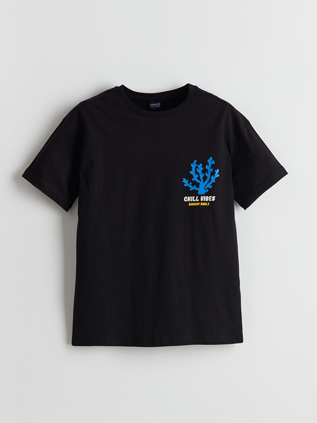 Siyah Bisiklet Yaka Erkek Çocuk Tişört