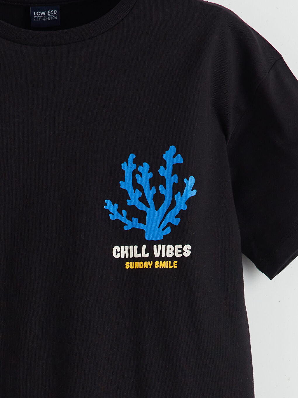 Siyah Bisiklet Yaka Erkek Çocuk Tişört-2