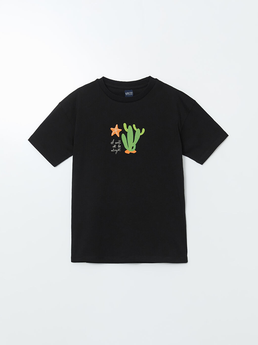 Siyah Bisiklet Yaka Erkek Çocuk Tişört