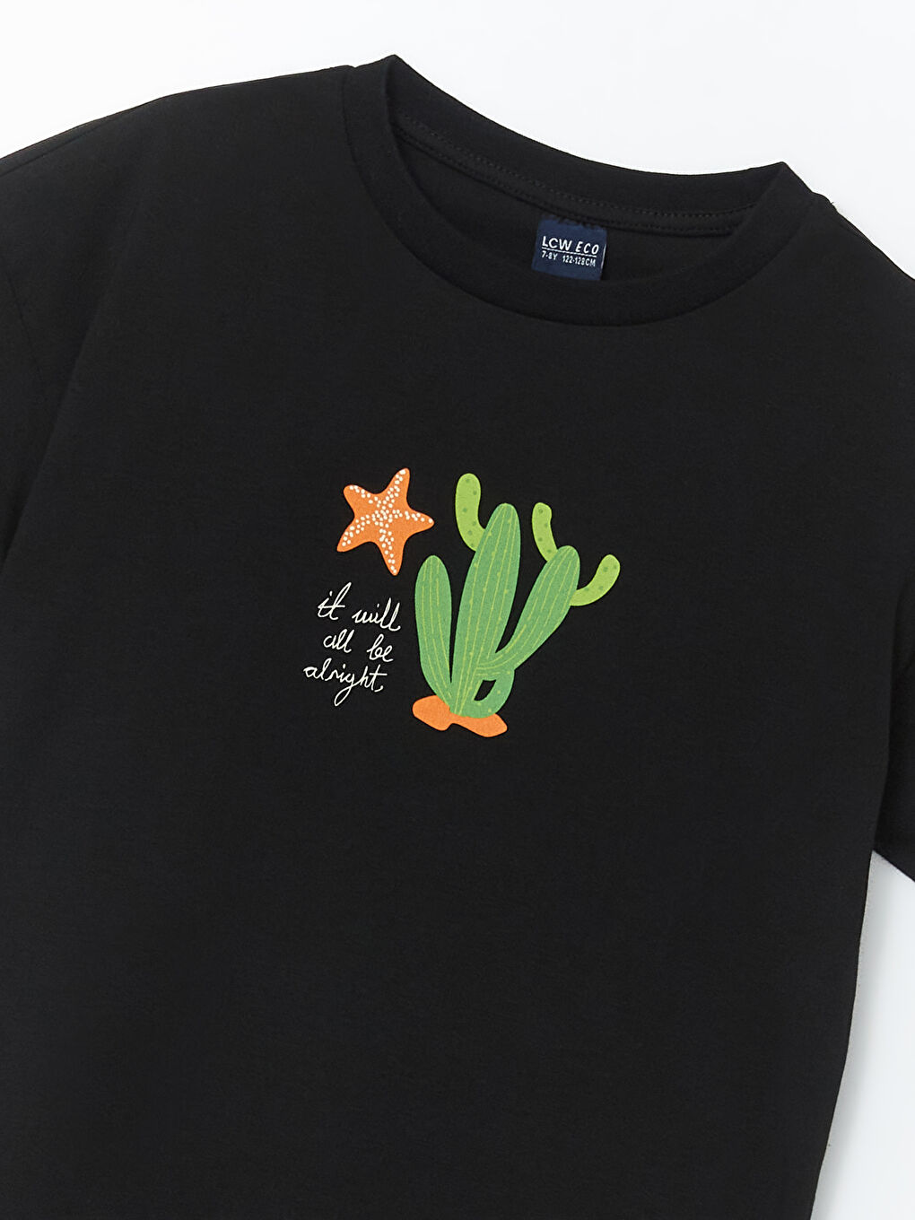 Siyah Bisiklet Yaka Erkek Çocuk Tişört-2